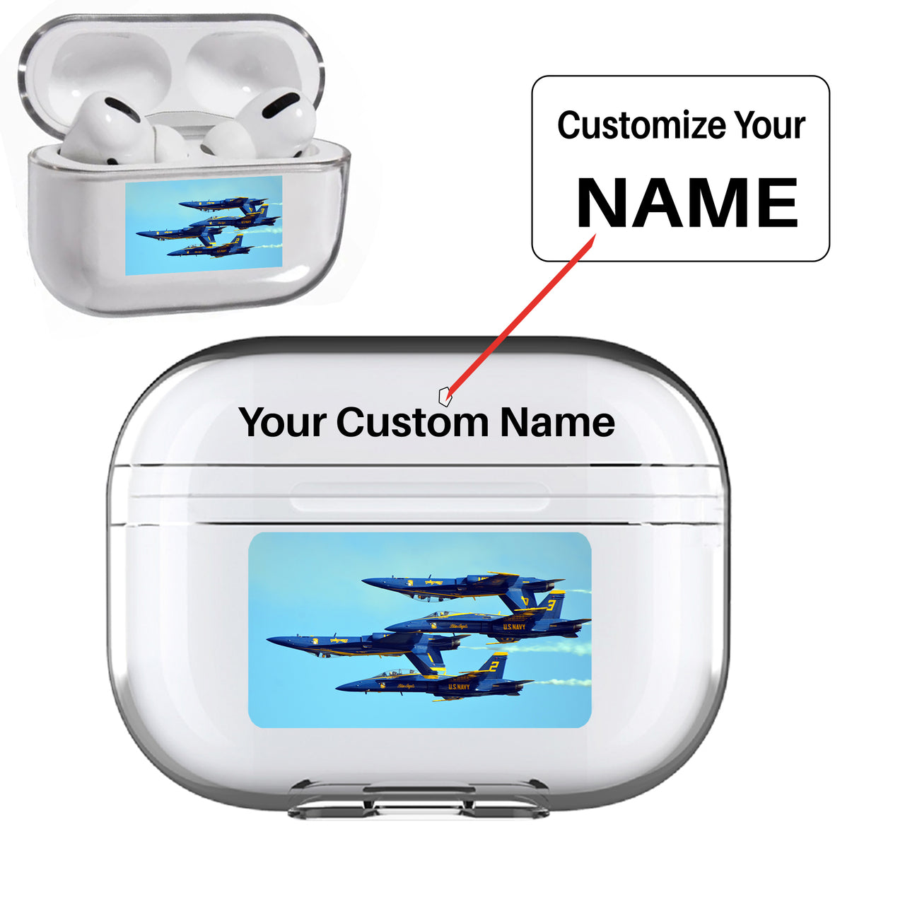 US Navy Blue Angels Designed Transparent Earphone AirPods "Pro" Cases