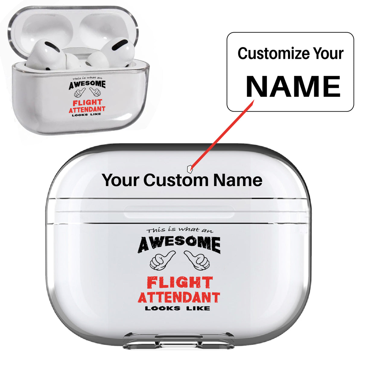 Flight Attendant Designed Transparent Earphone AirPods "Pro" Cases