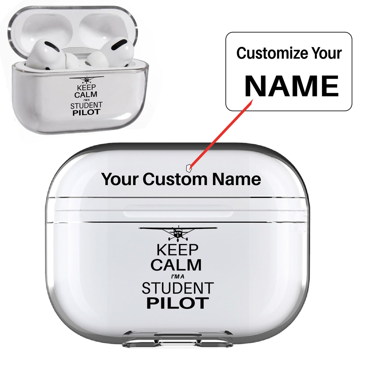 Student Pilot Designed Transparent Earphone AirPods "Pro" Cases
