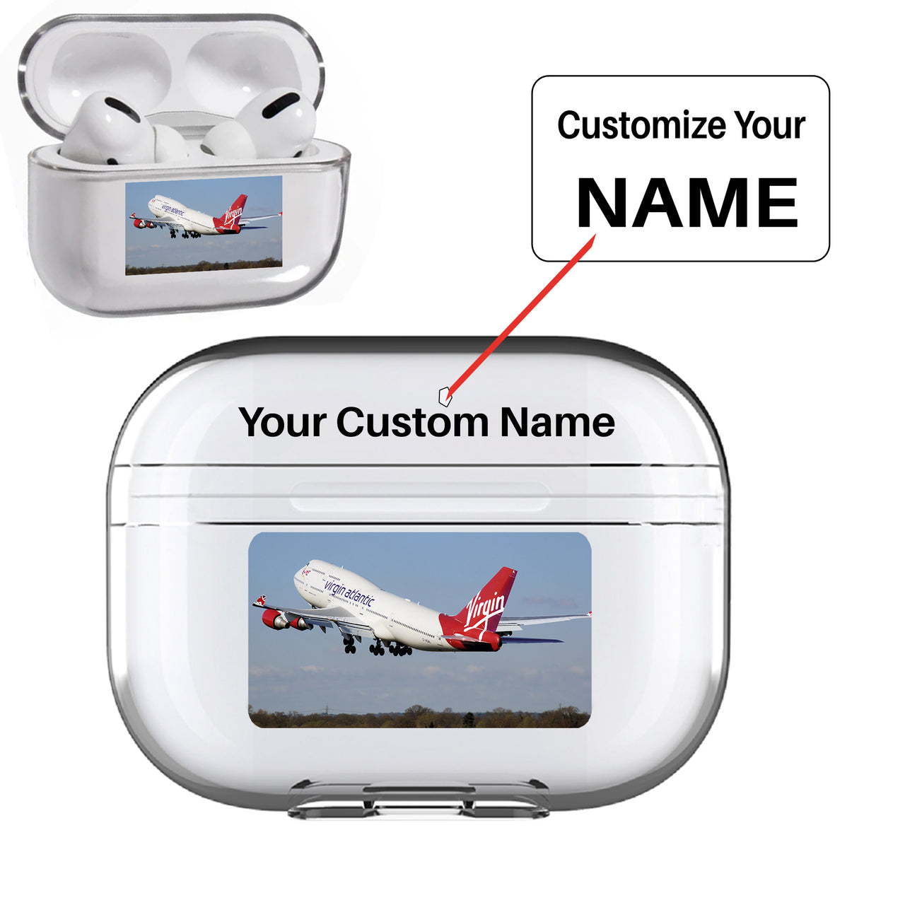 Virgin Atlantic Boeing 747 Designed Transparent Earphone AirPods "Pro" Cases