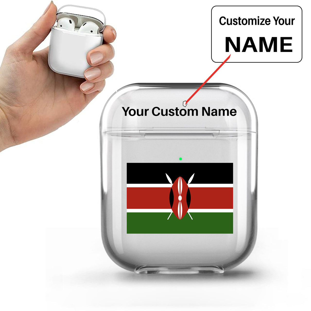 Kenya Flag Designed Transparent Earphone AirPods Cases