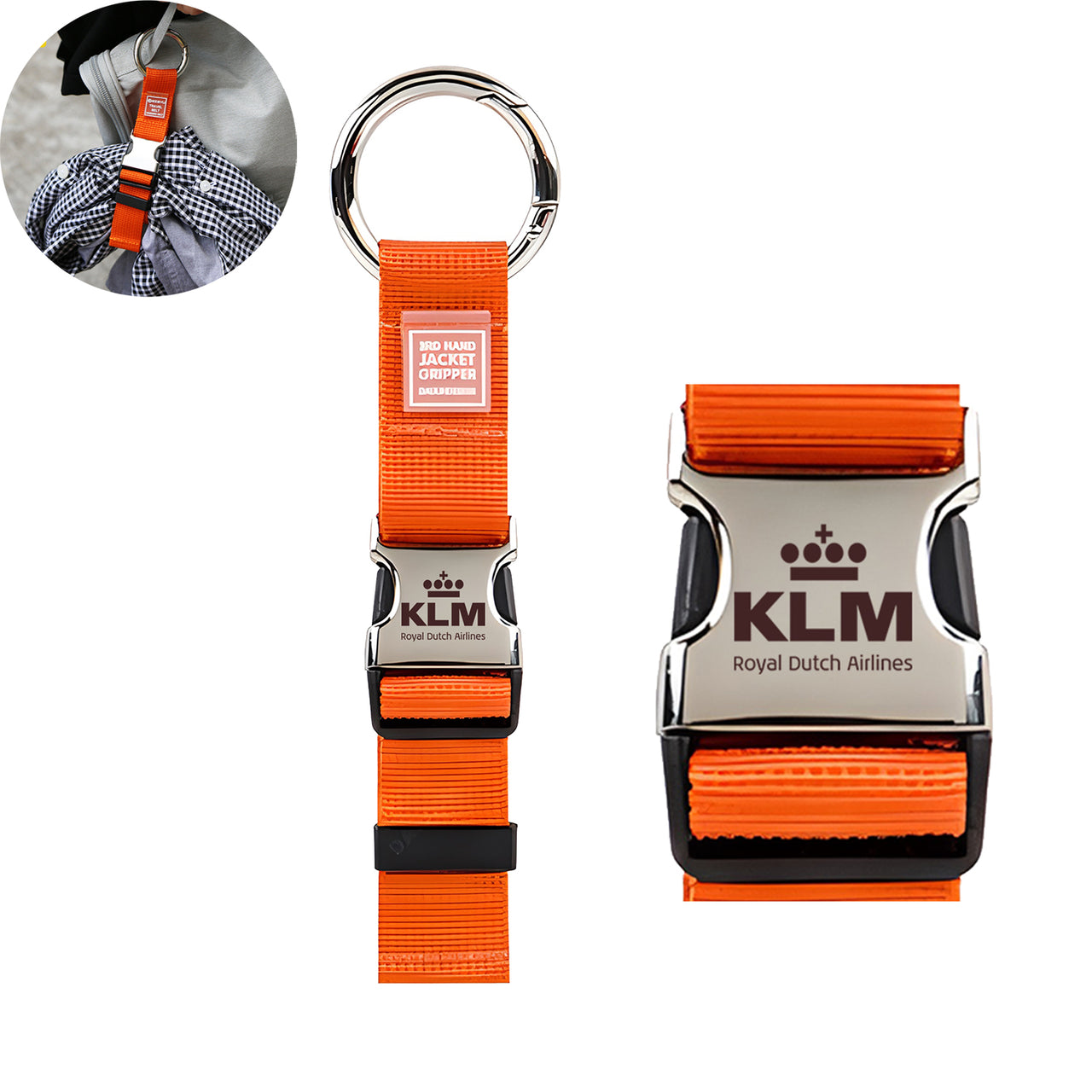 KLM Royal Dutch Airlines Designed Portable Luggage Strap Jacket Gripper