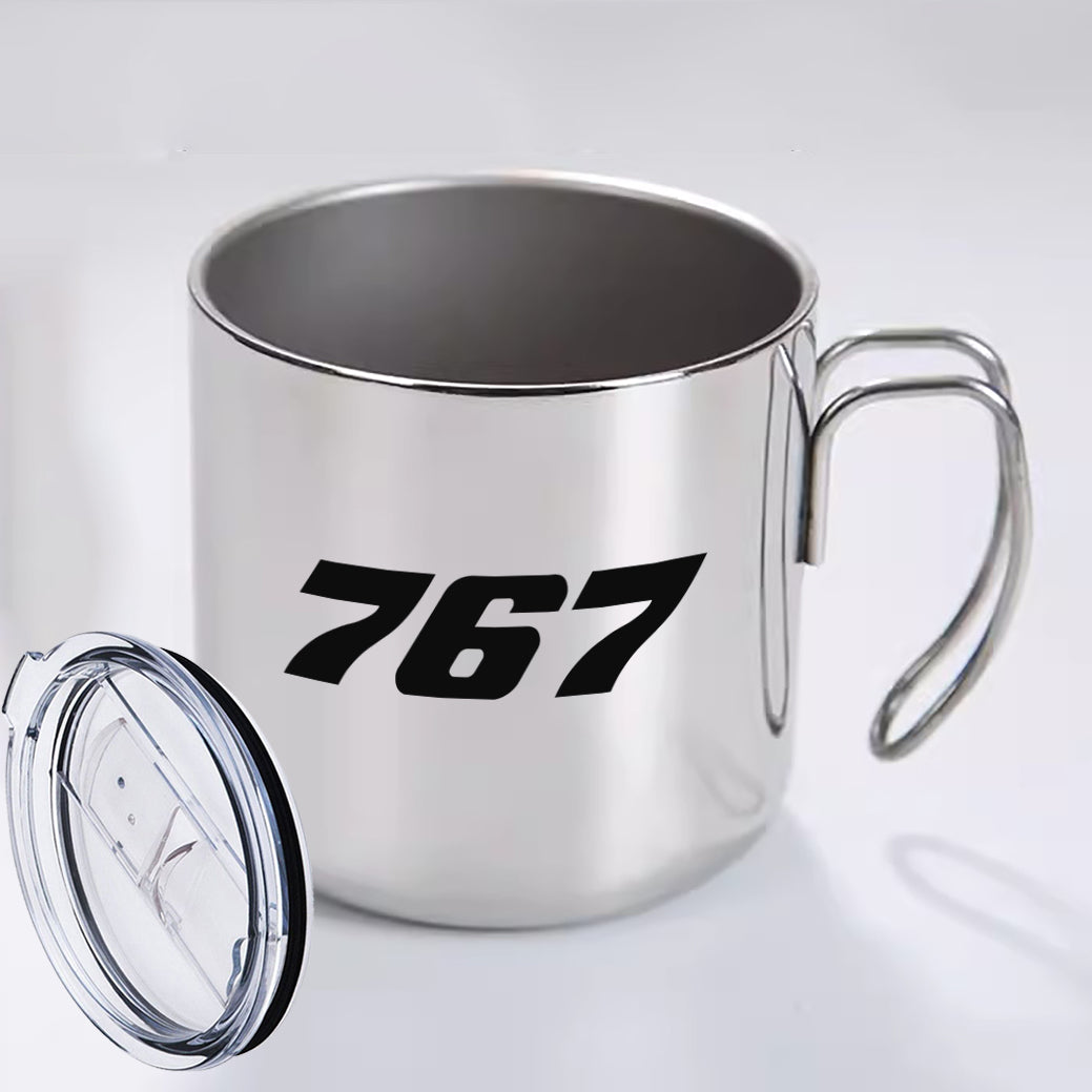 767 Flat Text Designed Stainless Steel Portable Mugs