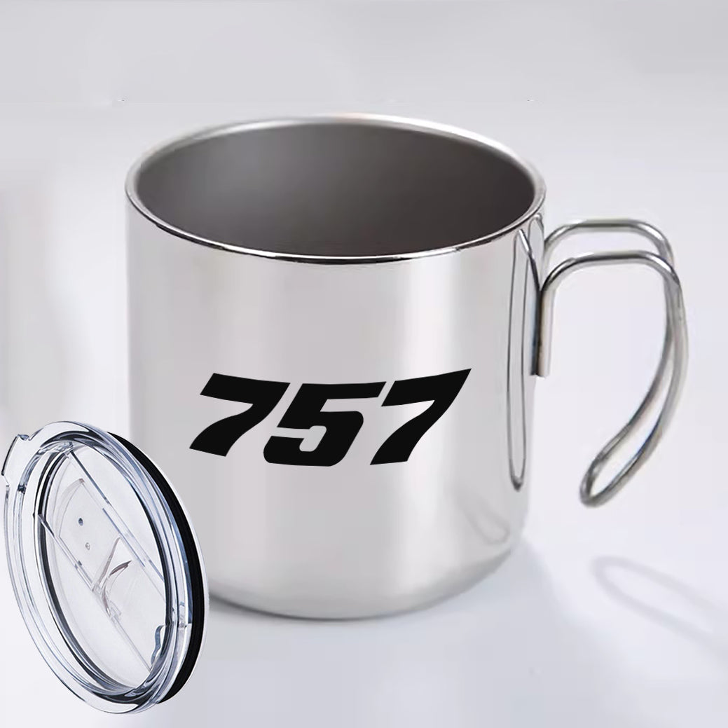 757 Flat Text Designed Stainless Steel Portable Mugs