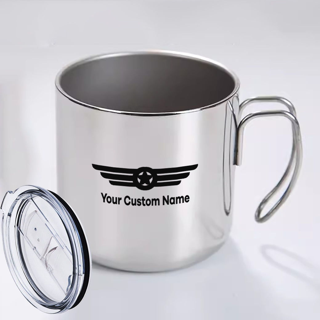 Custom Name (Badge 6) Designed Stainless Steel Portable Mugs