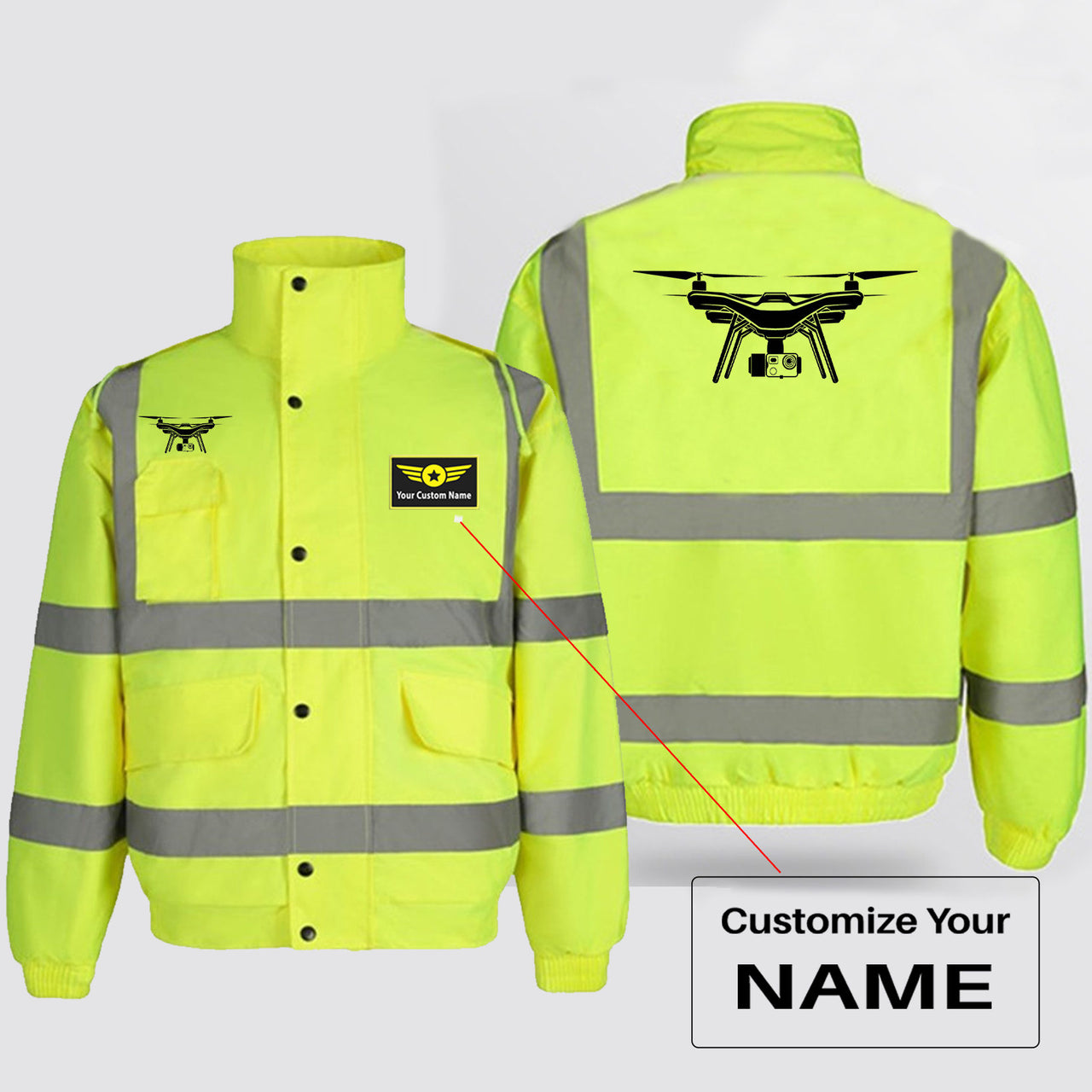 Drone Silhouette Designed Reflective Winter Jackets