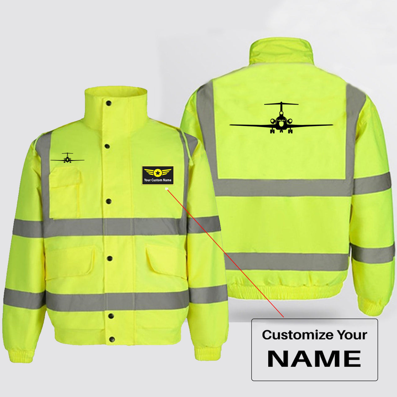 Boeing 727 Silhouette Designed Reflective Winter Jackets