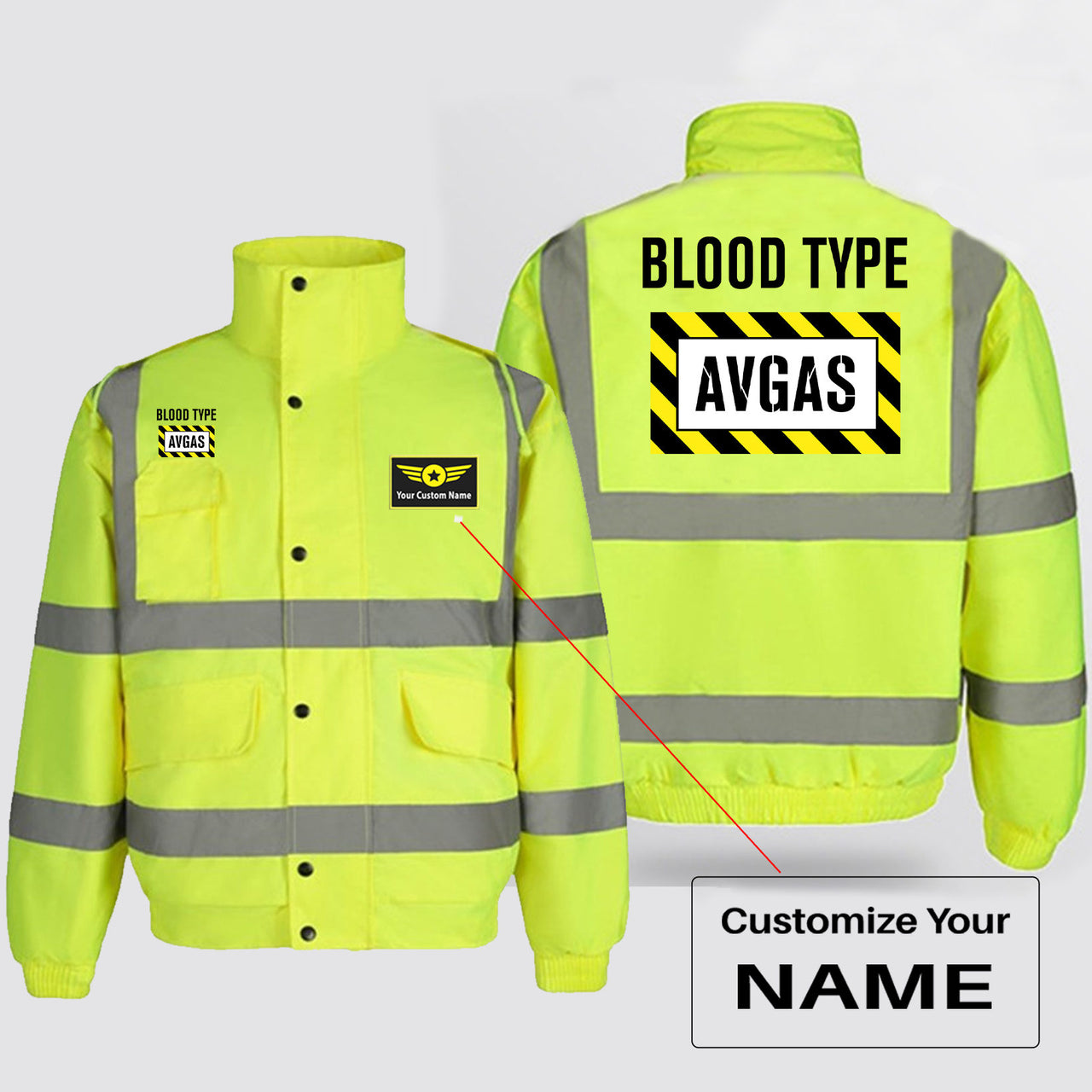 Blood Type AVGAS Designed Reflective Winter Jackets