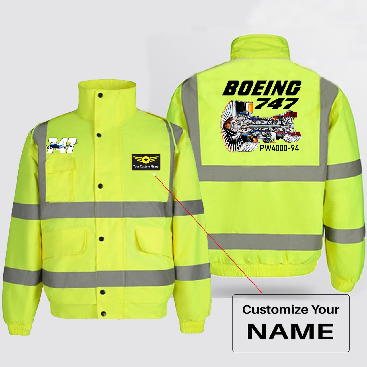 Boeing 747 & PW4000-94 Engine Designed Reflective Winter Jackets