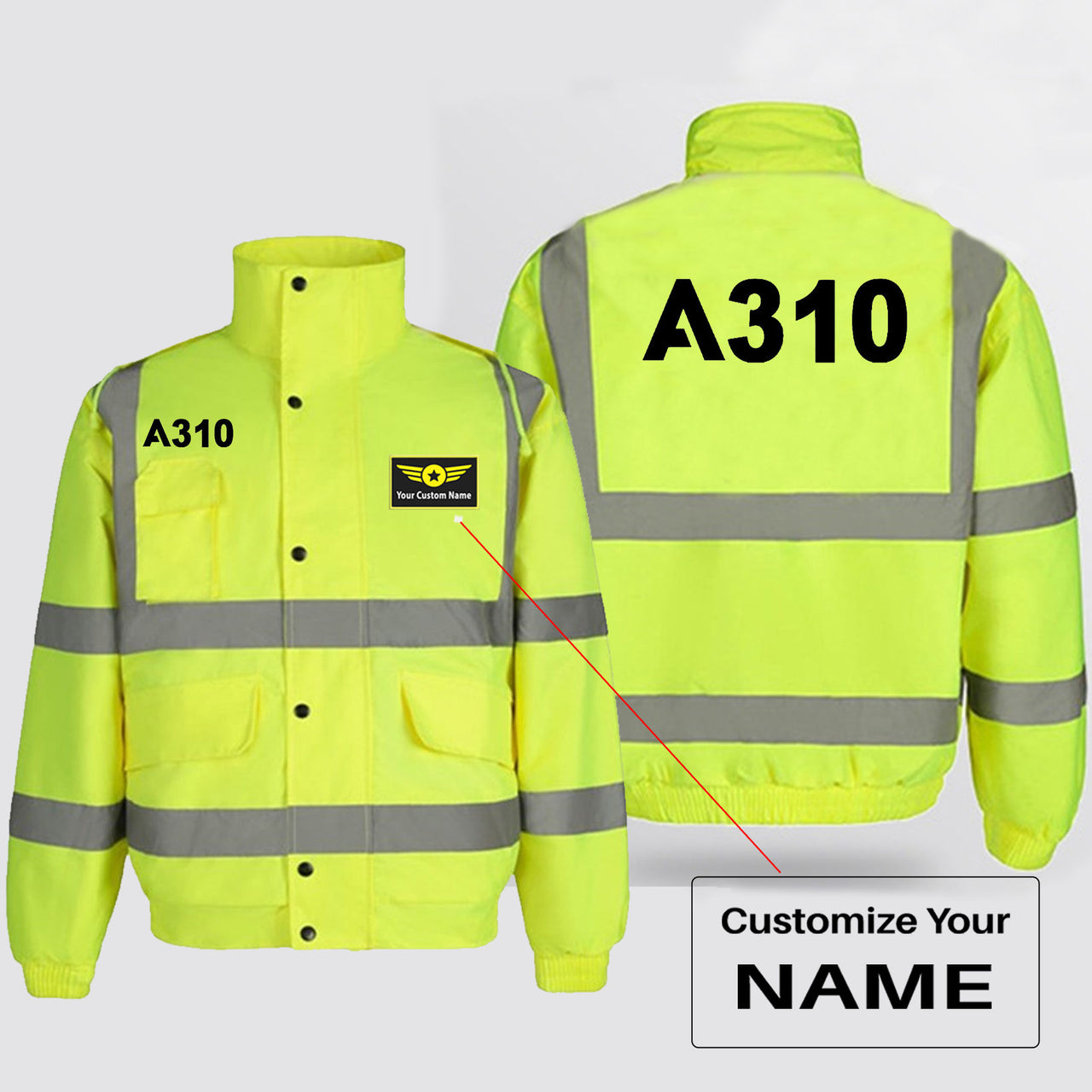 A310 Flat Text Designed Reflective Winter Jackets