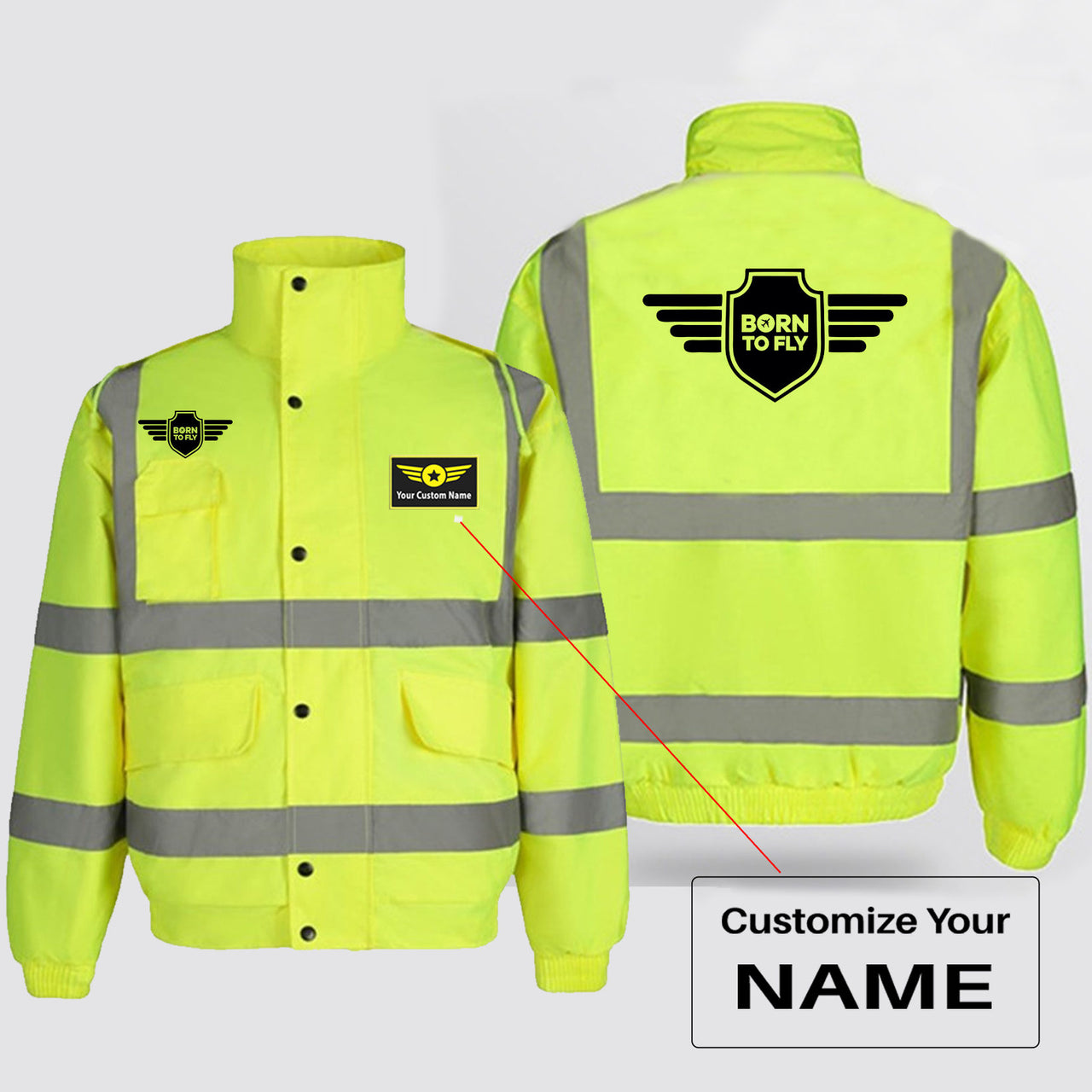 Born To Fly & Badge Designed Reflective Winter Jackets