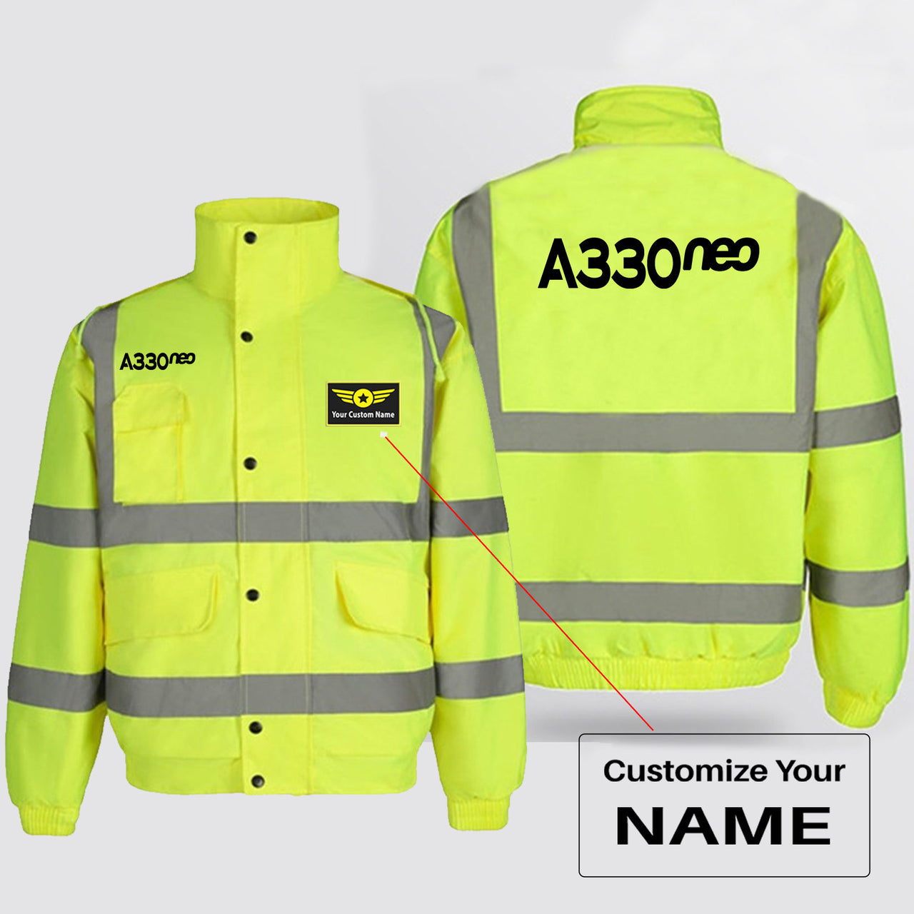 A330neo & Text Designed Reflective Winter Jackets