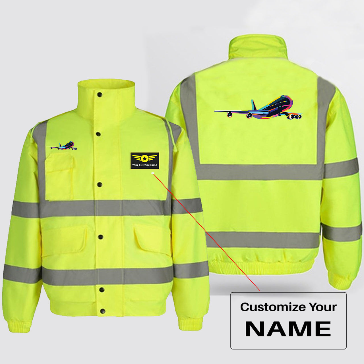 Multicolor Airplane Designed Reflective Winter Jackets