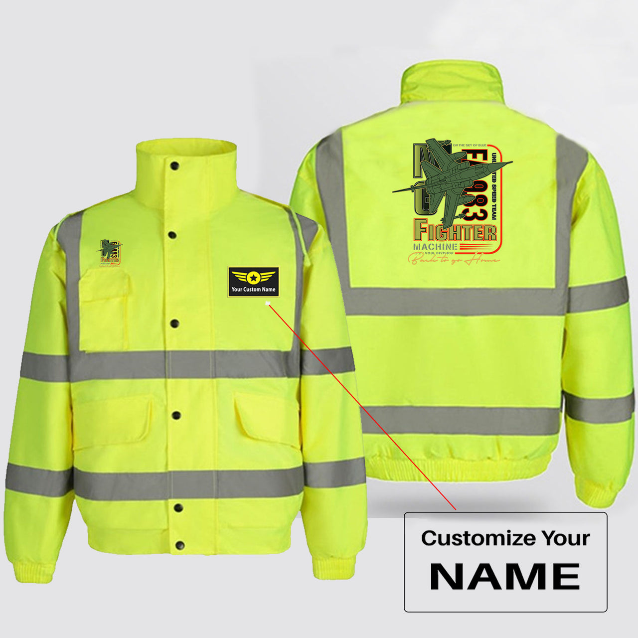 Fighter Machine Designed Reflective Winter Jackets