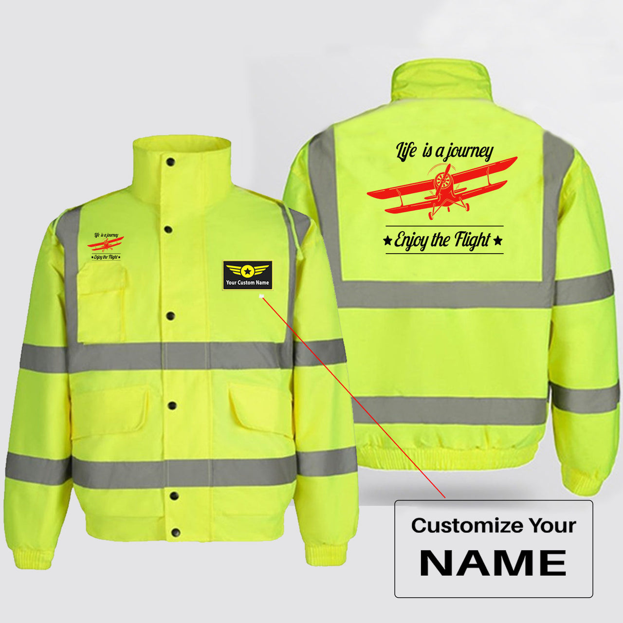 Life is a journey Enjoy the Flight Designed Reflective Winter Jackets