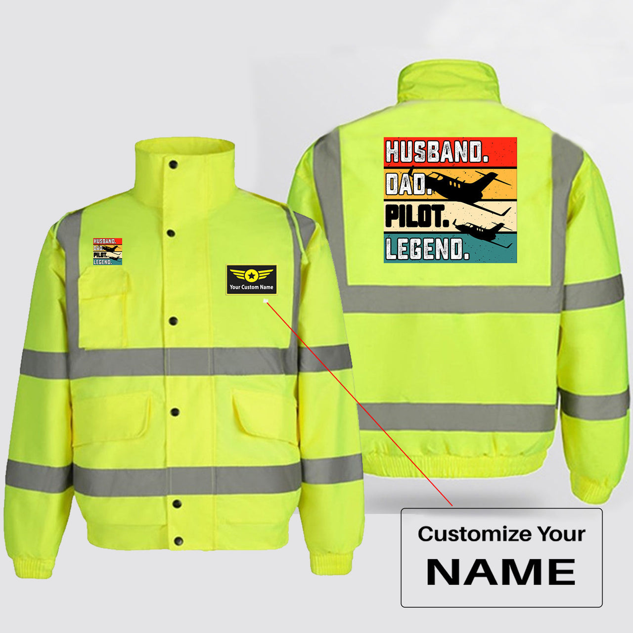 Husband & Dad & Pilot & Legend Designed Reflective Winter Jackets