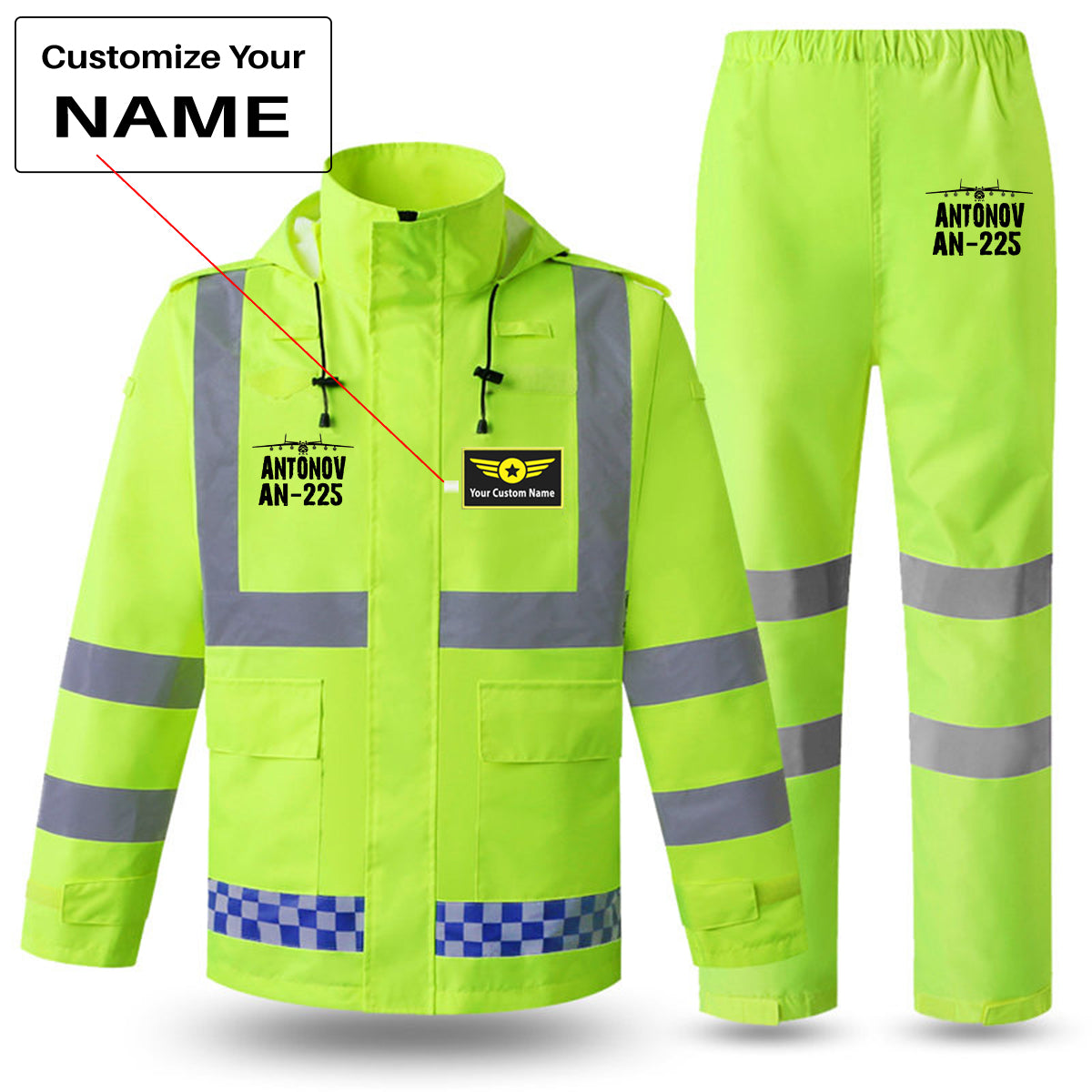 Antonov AN-225 & Plane Designed Reflective Waterproof Rainsuit Set