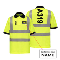 Thumbnail for A319 Text Designed Reflective Polo T-Shirts