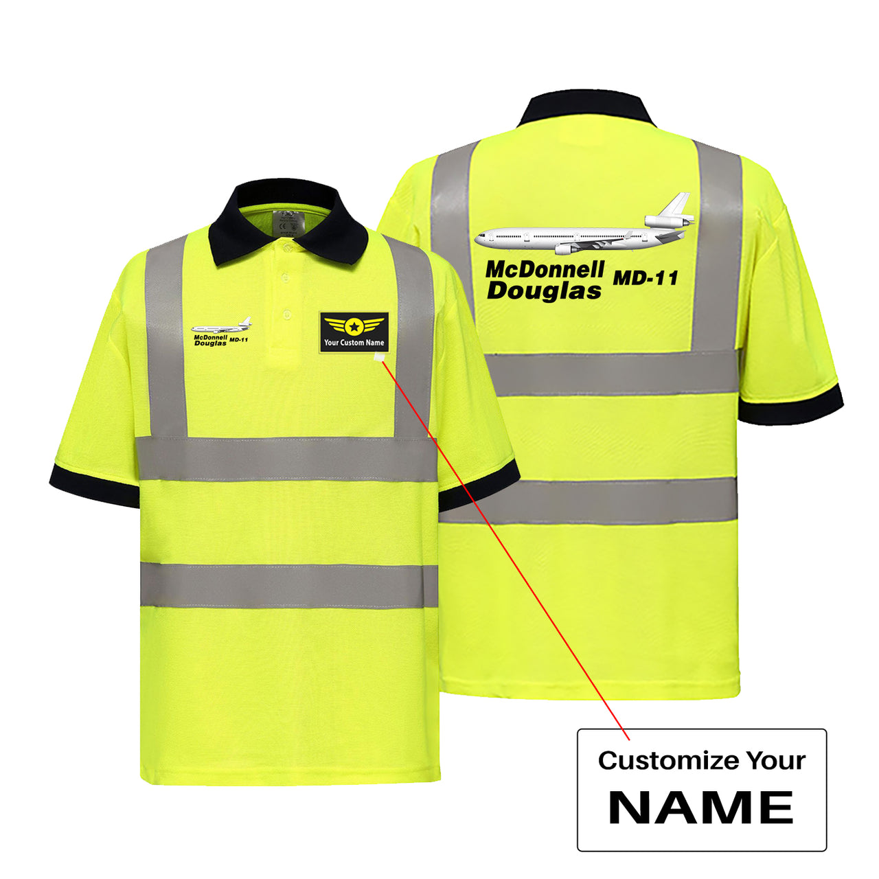 The McDonnell Douglas MD-11 Designed Reflective Polo T-Shirts