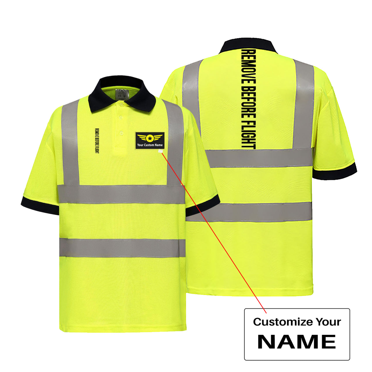 Remove Before Flight 3 Designed Reflective Polo T-Shirts