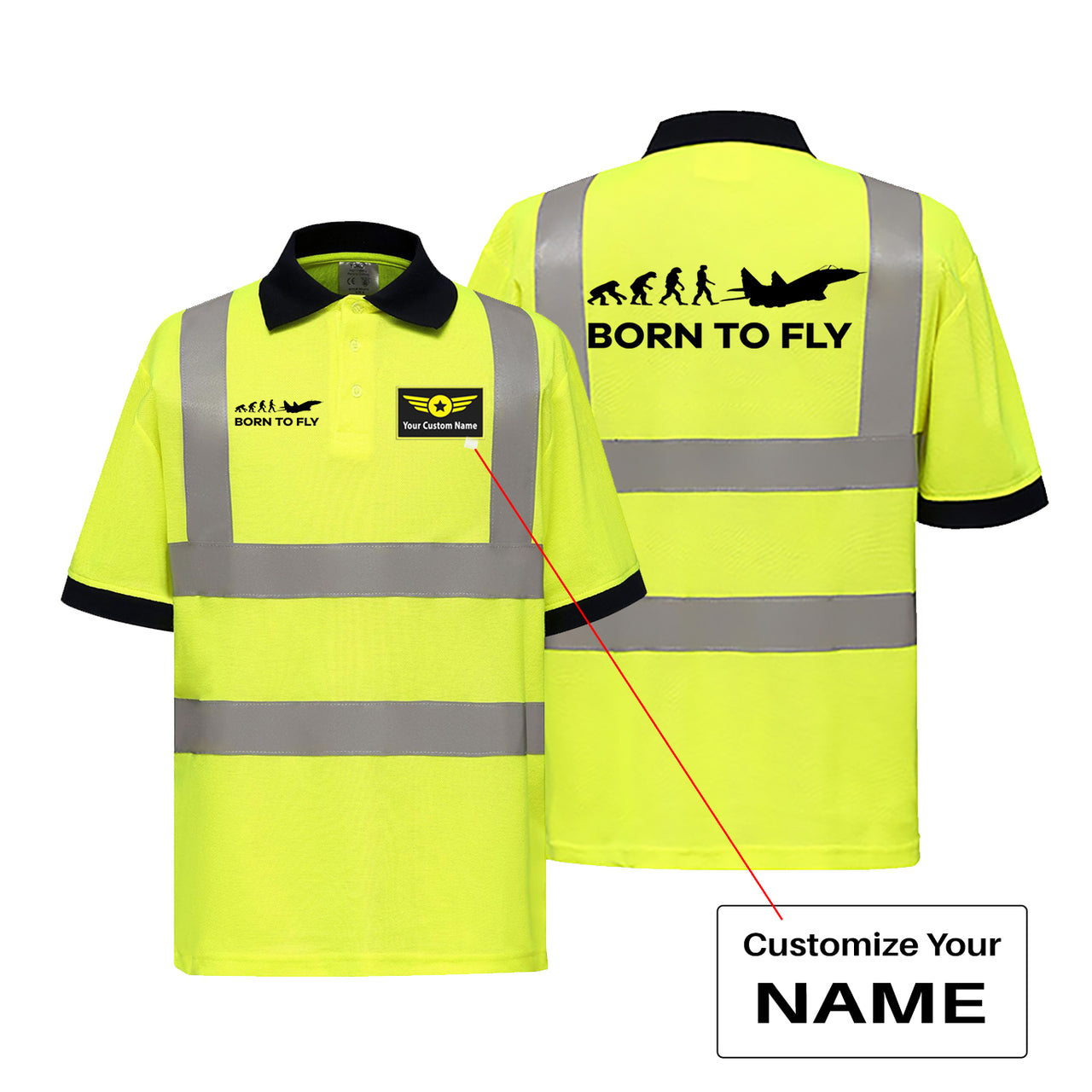Born To Fly Military Designed Reflective Polo T-Shirts