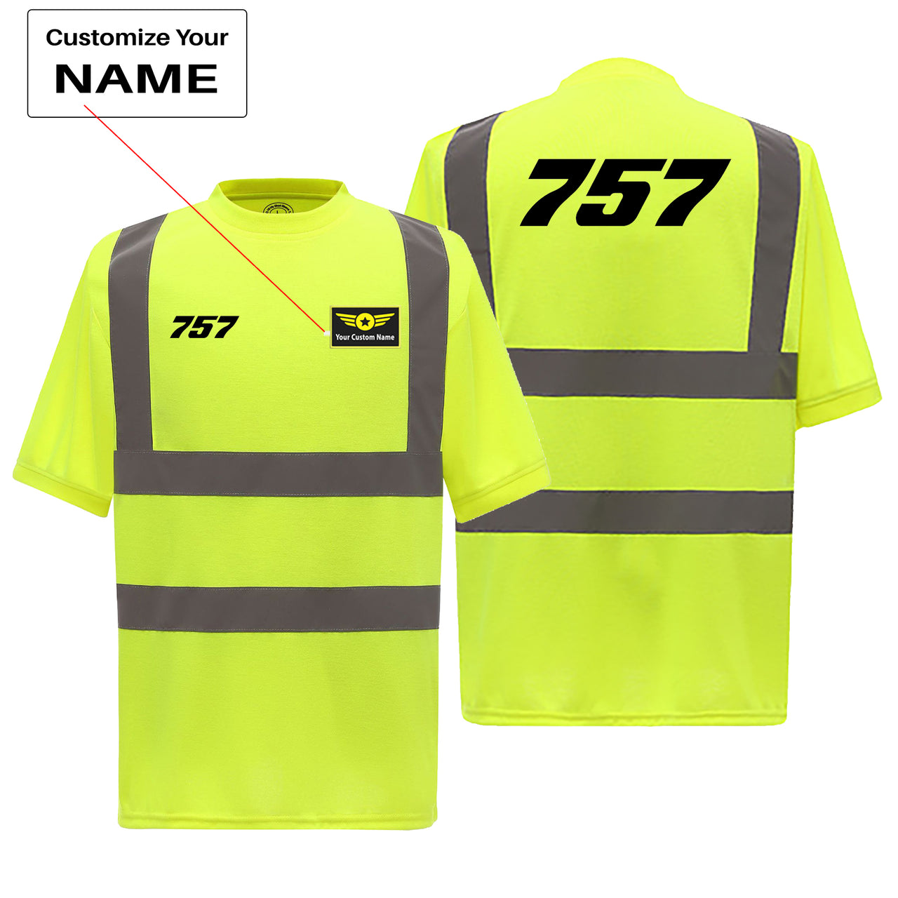 757 Flat Text Designed Reflective T-Shirts