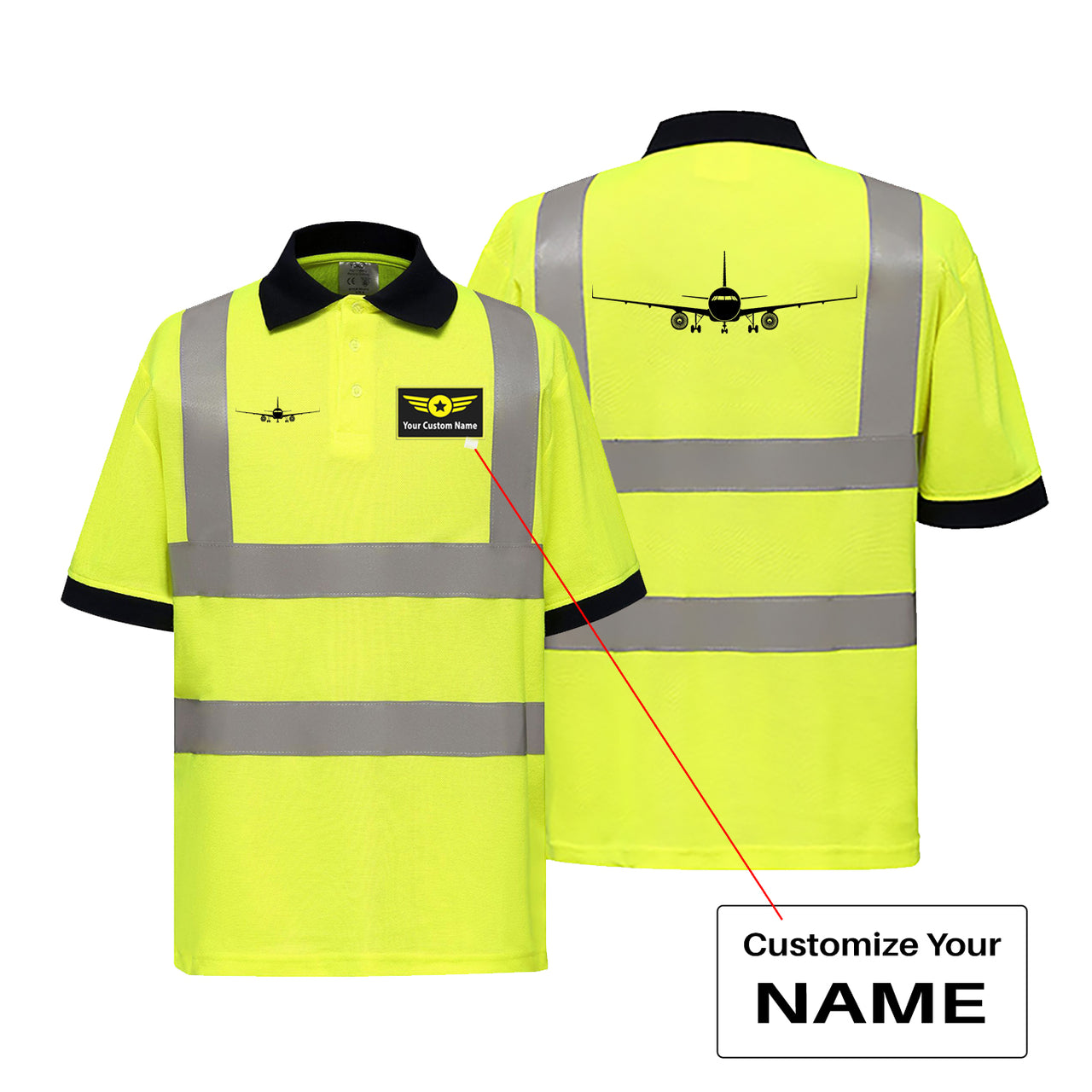 Airbus A320 Silhouette Designed Reflective Polo T-Shirts