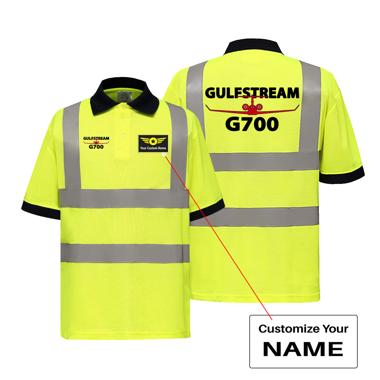 Gulfstream G700 Designed Reflective Polo T-Shirts