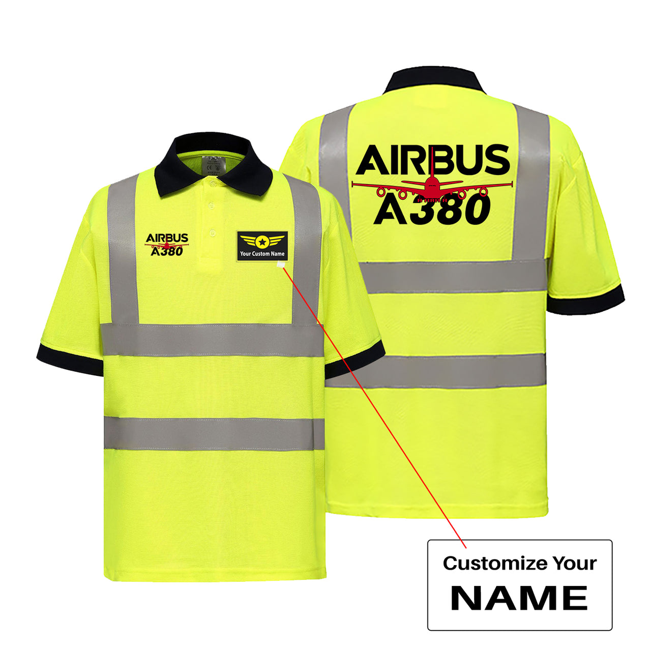 Amazing Airbus A380 Designed Reflective Polo T-Shirts