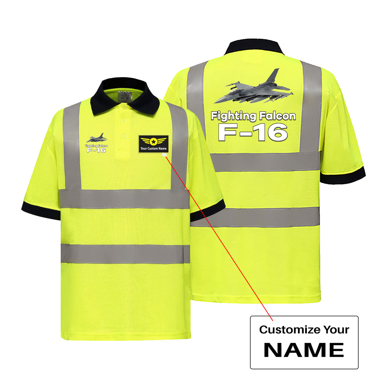 The Fighting Falcon F16 Designed Reflective Polo T-Shirts