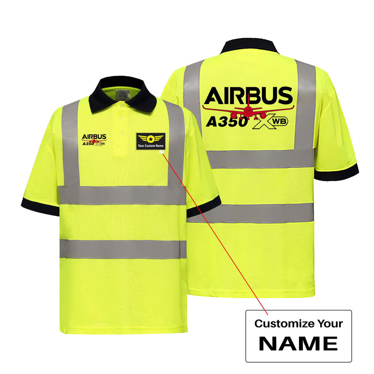 Amazing Airbus A350 Designed Reflective Polo T-Shirts