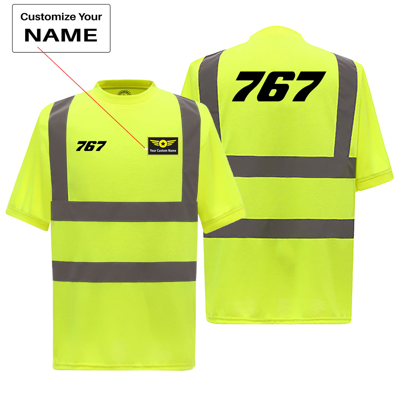 767 Flat Text Designed Reflective T-Shirts
