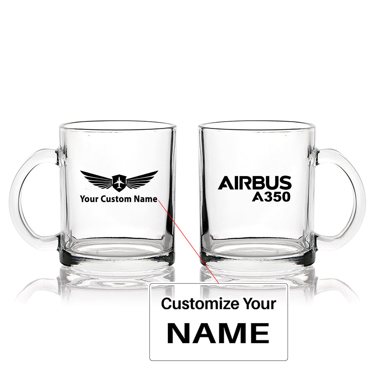 Airbus A350 & Text Designed Coffee & Tea Glasses