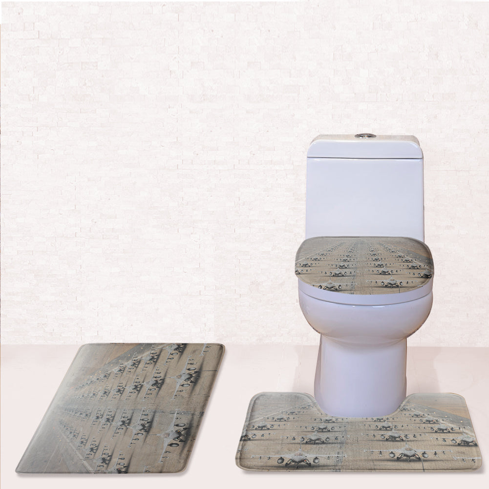 Military Jets Designed Toilet Seat Cover Three-piece Set