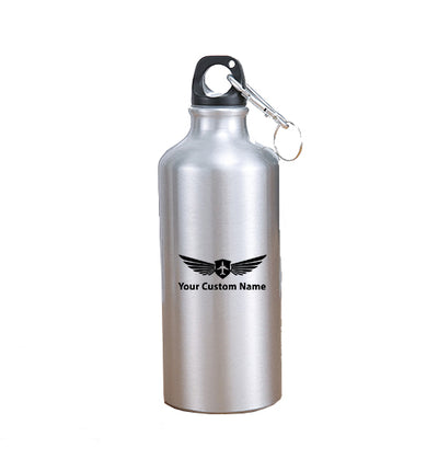 Custom Name (Badge 2) aviation design on thermos, vacuum-insulated.