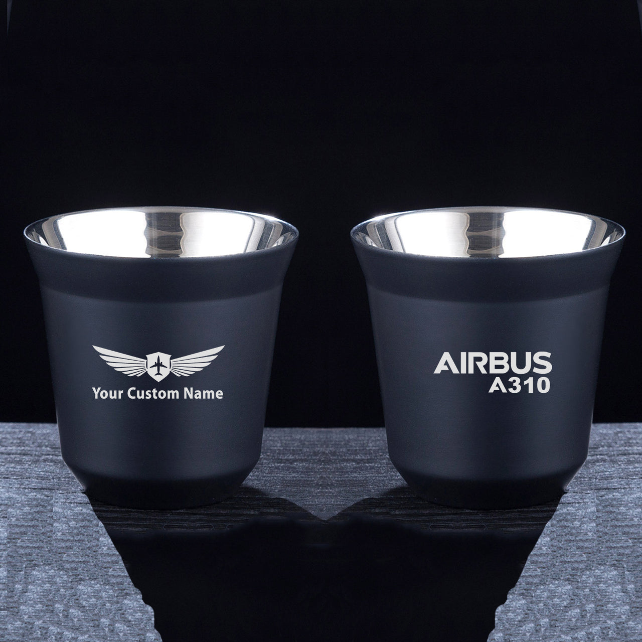 Airbus A310 & Text Designed Double Wall Stainless Steel Coffee Mugs