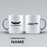 Thumbnail for A321neo & Text Designed Ceramic White Mugs