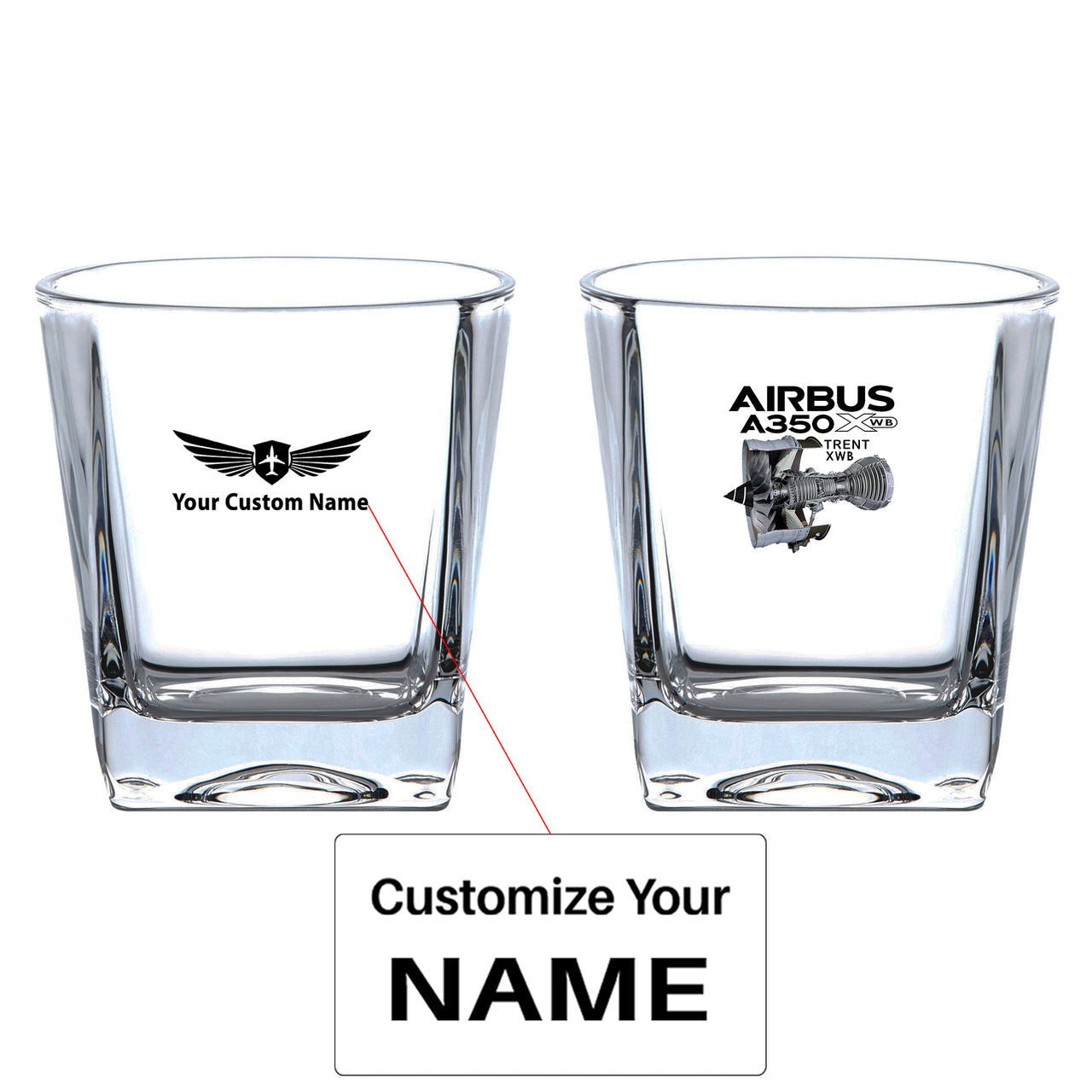 Airbus A350 & Trent Wxb Engine Designed Whiskey Glass