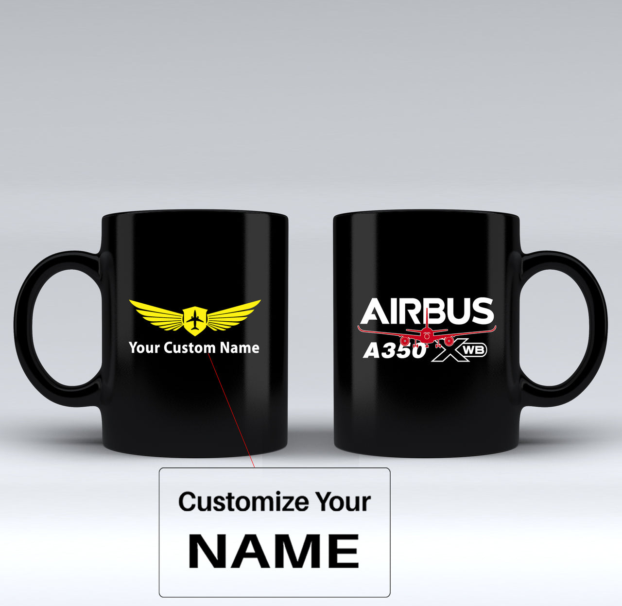 Amazing Airbus A350 XWB Designed Black Mugs
