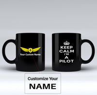 Thumbnail for Keep Calm I'm a Pilot Designed Black Mugs