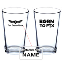 Thumbnail for Born To Fix Airplanes Designed Beer & Water Glasses