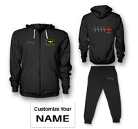 Thumbnail for Aviation Heartbeats Designed Zipped Hoodies & Sweatpants Set