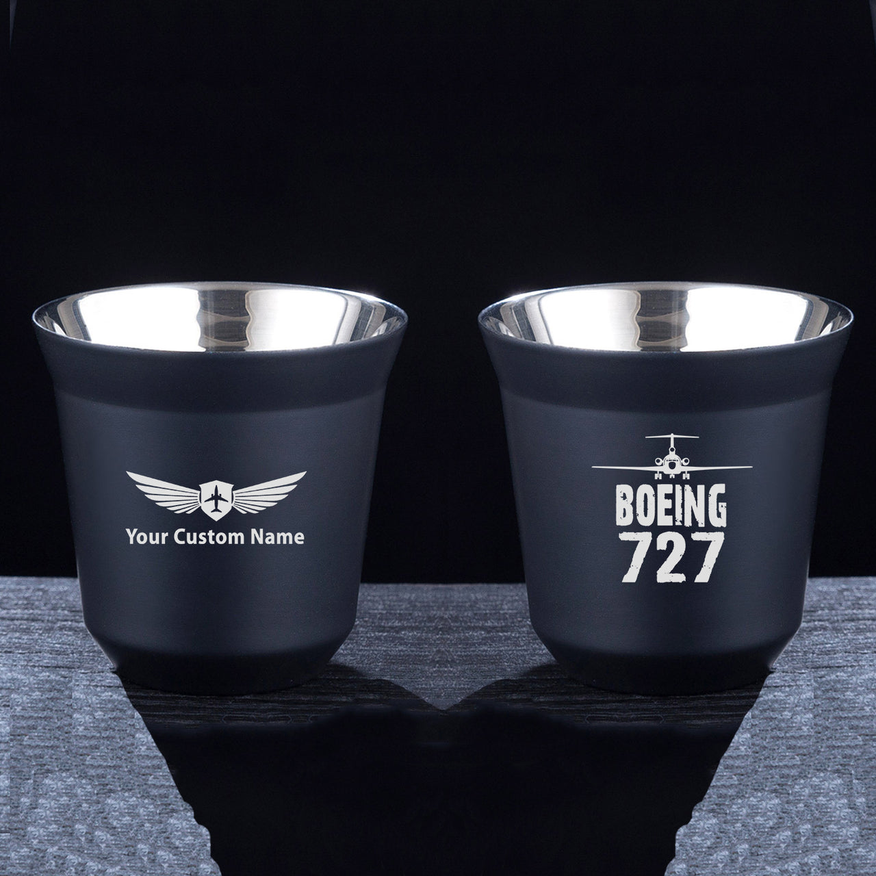 Boeing 727 & Plane Designed Double Wall Stainless Steel Coffee Mugs