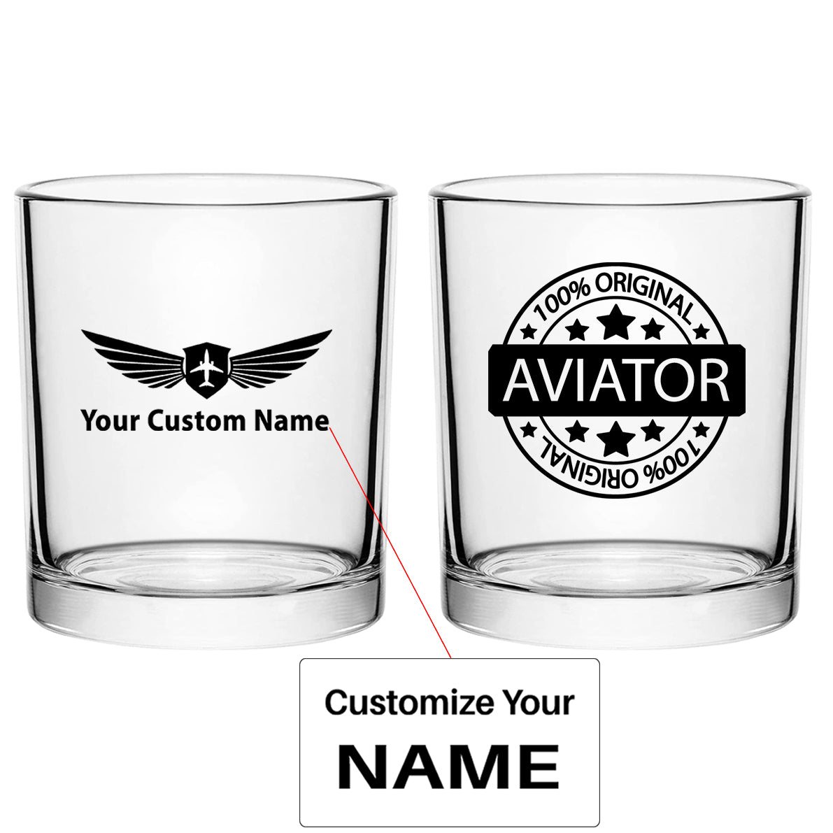 %100 Original Aviator Designed Special Whiskey Glasses