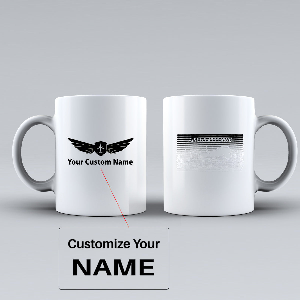 Airbus A350XWB & Dots Designed Ceramic White Mugs