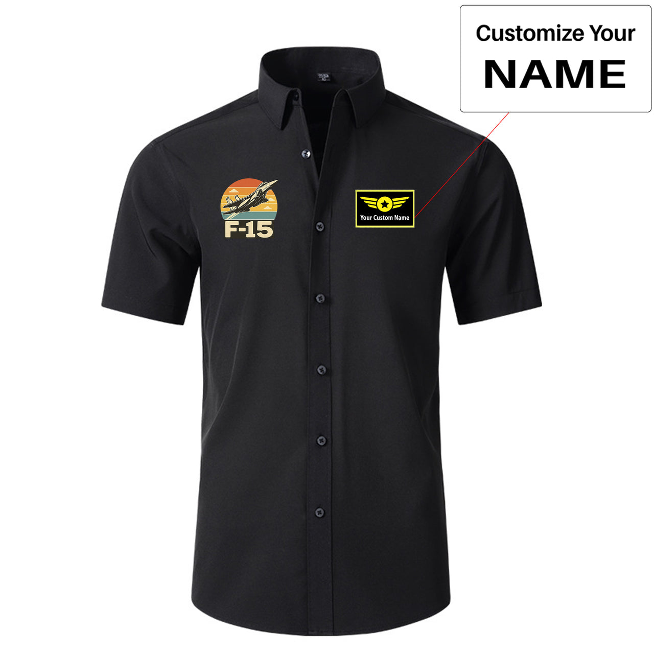 Retro Fighter Jet F15 Designed Short Sleeve Shirts