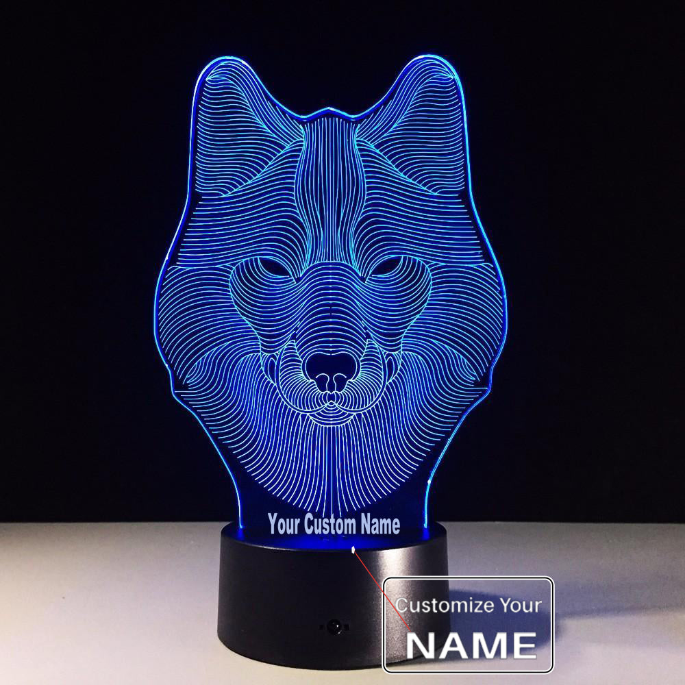 3D Wolf Face Designed Lamps