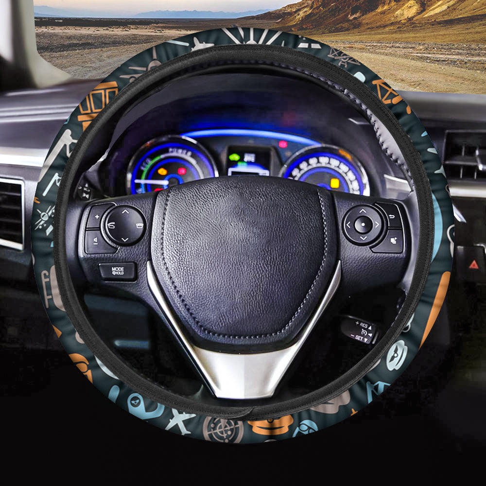 Aviation Icons Designed Car Steering Wheel Cover