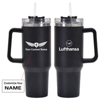 Thumbnail for Lufthansa Airlines Designed 40oz Stainless Steel Car Mug With Holder