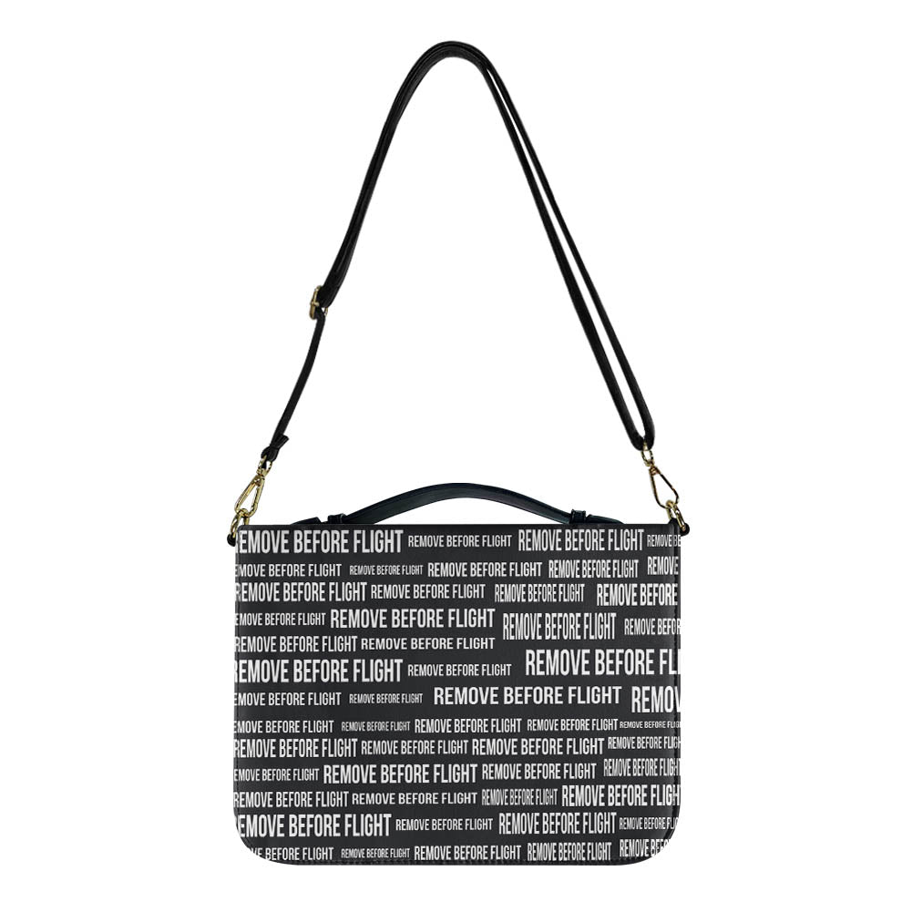 Remove Before Flight 3-Black Designed PU Accessories Bags Strap Style